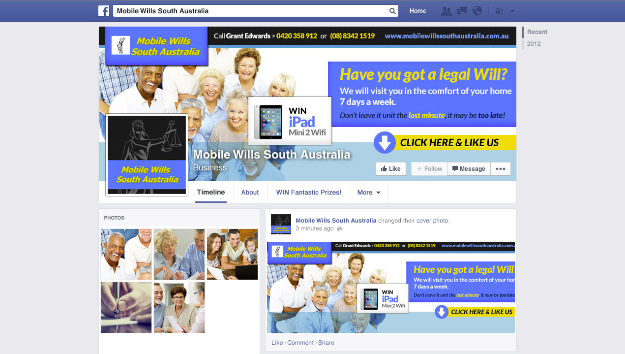 Check out the NEW Mobile Wills Service Facebook Business Page Designed & Constructed by Honeyweb