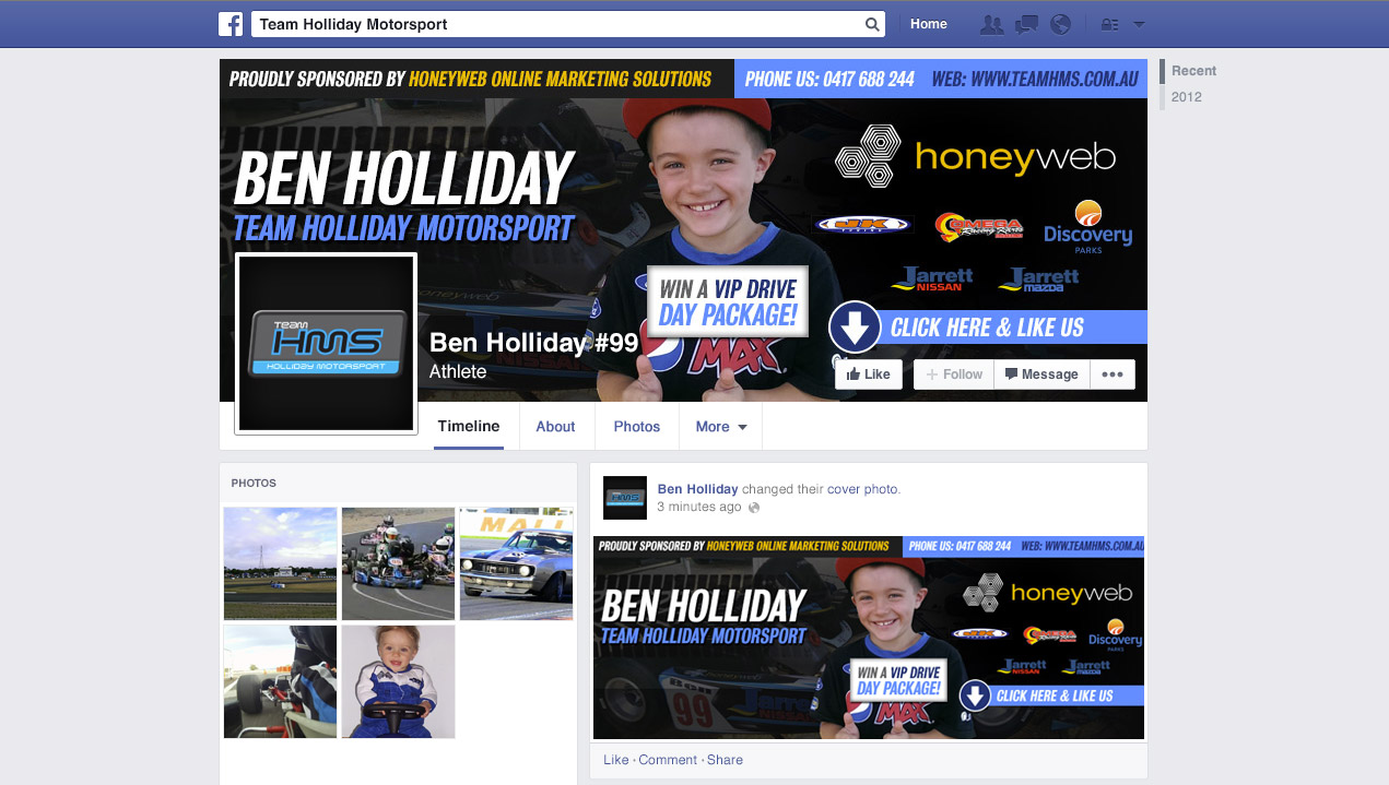 Check out the NEW Ben Holliday #99 (Team Holliday Motorsport) Facebook Page Designed & Constructed by Honeyweb