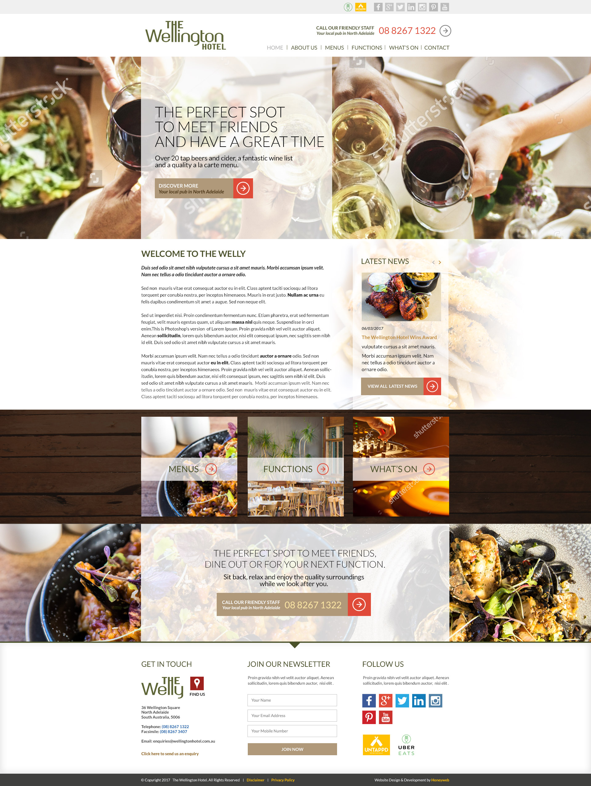 Check out the NEW Wellington Hotel Website Designed & Constructed by Honeyweb Online Marketing Solutions