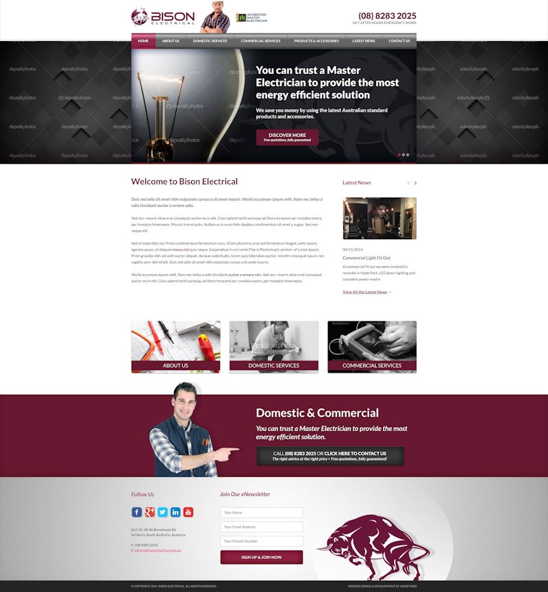 Check out the new Bison Electrical Website Designed & Constructed by Honeyweb