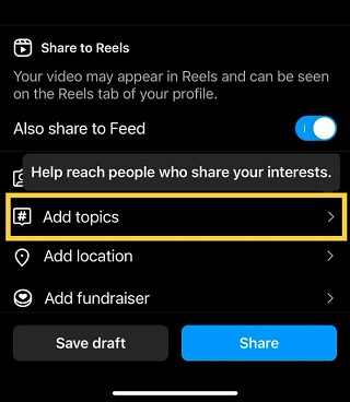 Instagram Tests New ‘Add Topics’ Option in the Reels Upload Process