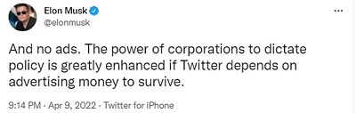 Musk Looks to Reassure Advertisers Ahead of Twitter Takeover, Outlines Elements of His Plan
