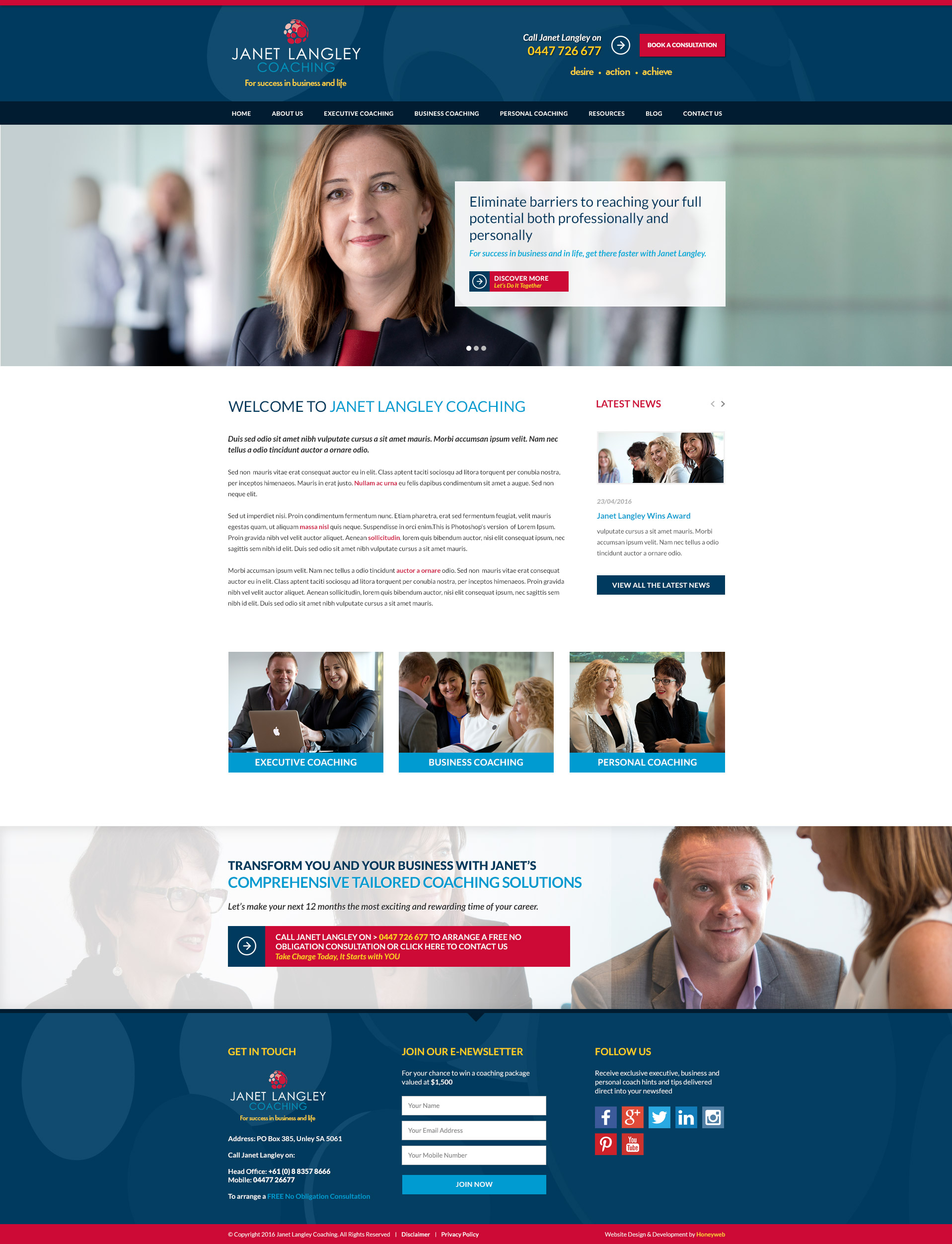 Check out the NEW Janet Langley Coaching Website Designed & Constructed by Honeyweb Online Marketing