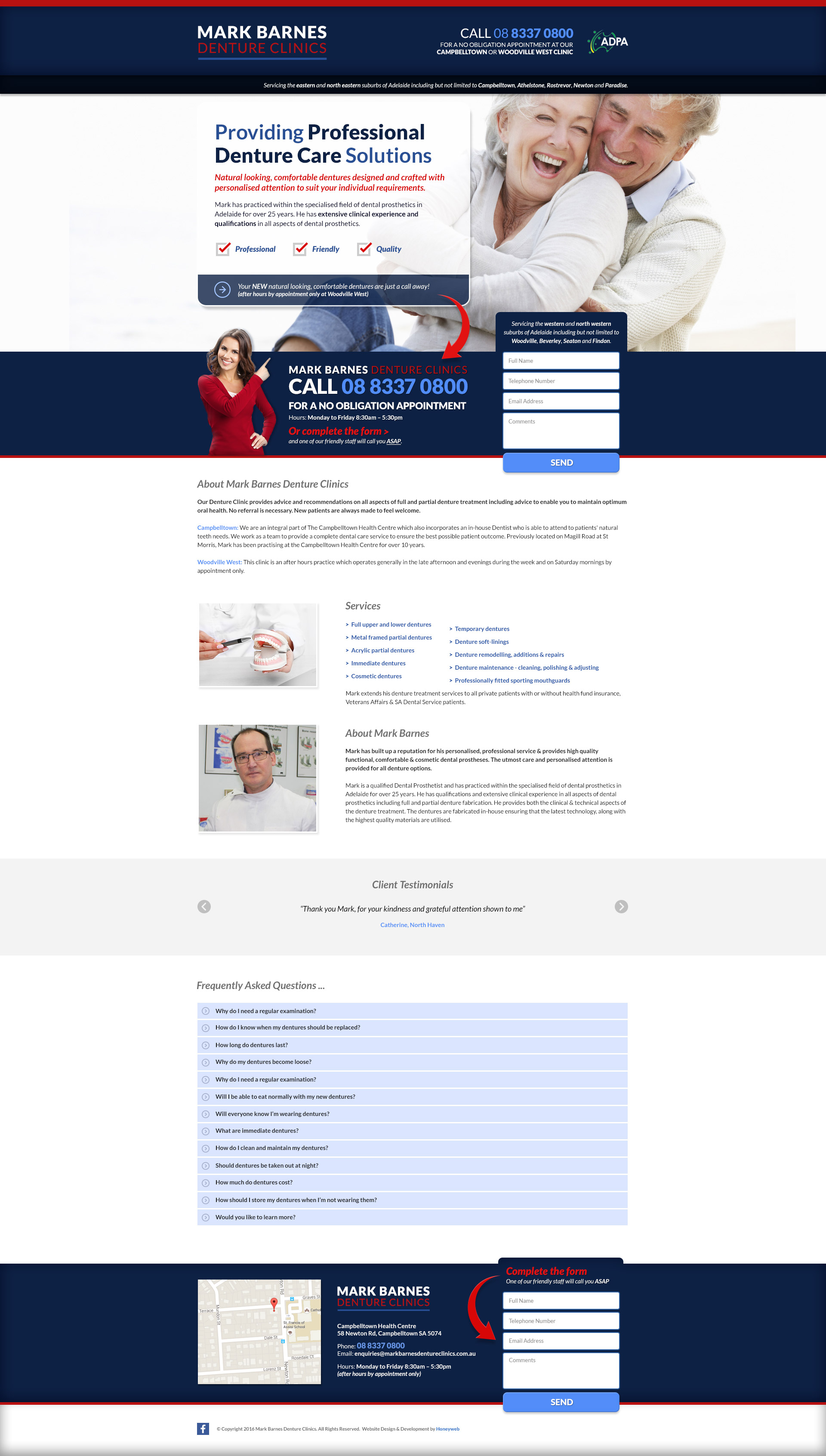 Check out the NEW Mark Barnes Denture Clinics Landing Page Website Designed & Constructed by Honeyweb