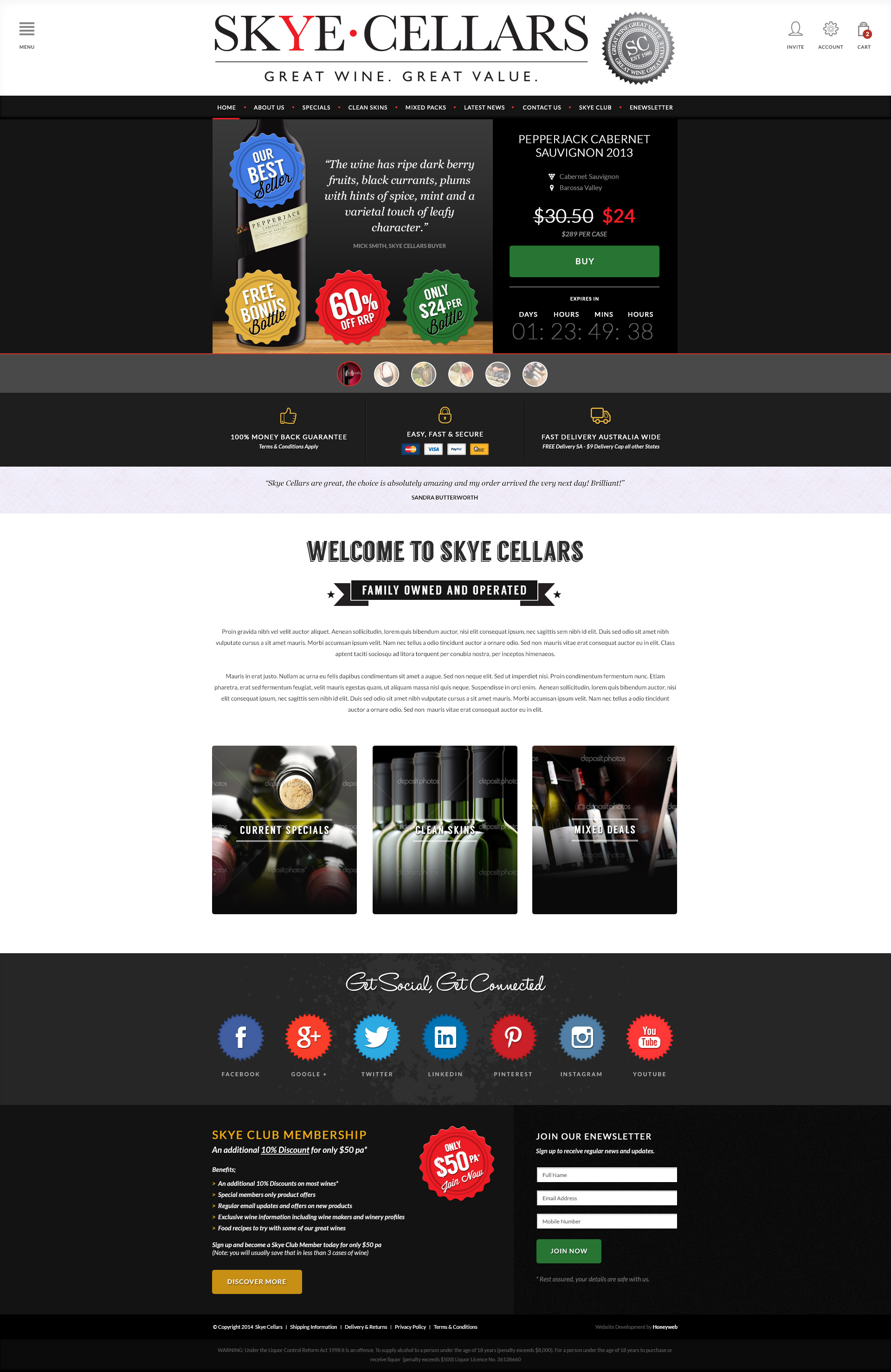 Check out the NEW Skye Cellars Ecommerce Website Designed & Constructed by Honeyweb