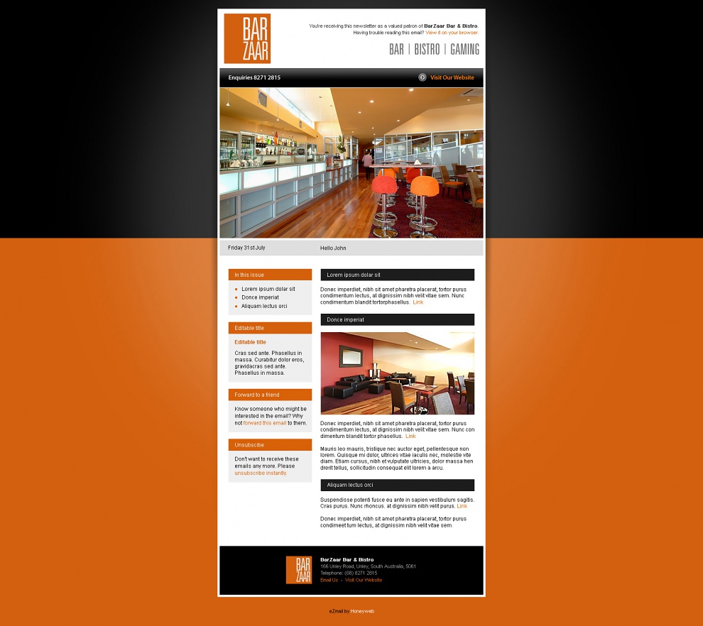 BarZaar Bar & Bistro - Email Marketing