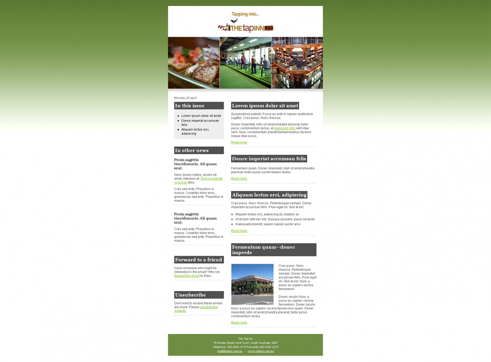 The Tap Inn - Email Marketing