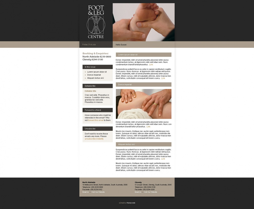 Foot & Leg Centre - Email Marketing