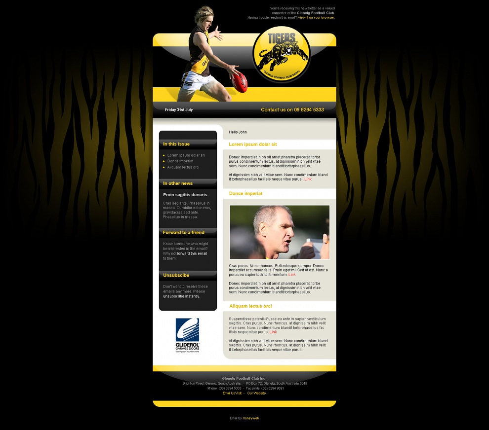 Glenelg Football Club - Email Marketing