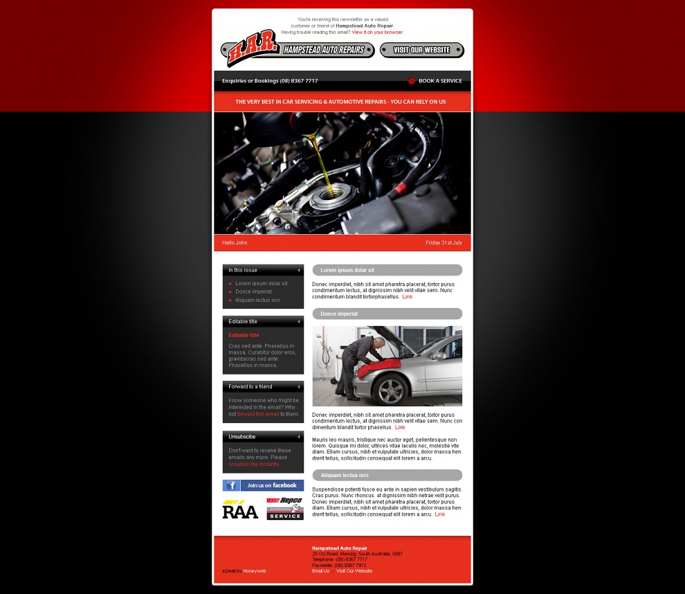 Hampstead Auto Repairs - Email Marketing