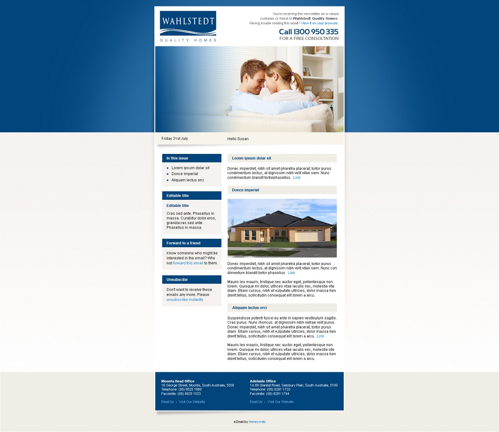 Wahlstedt Quality Homes - Email Marketing