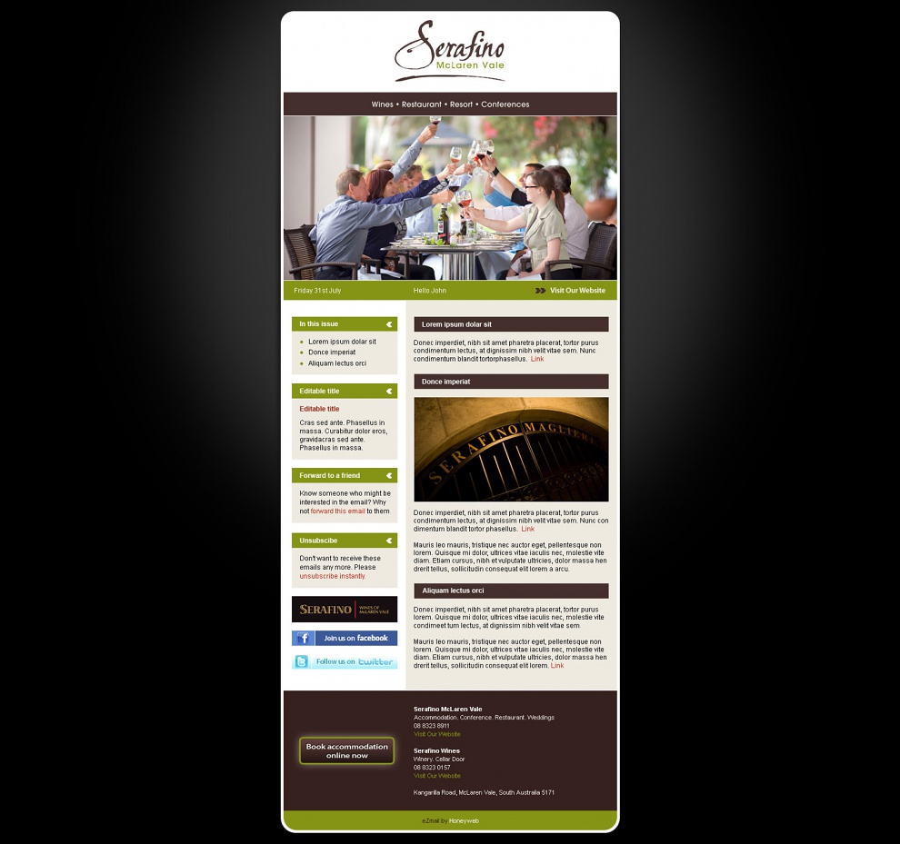 Serafino Wines - Email Marketing