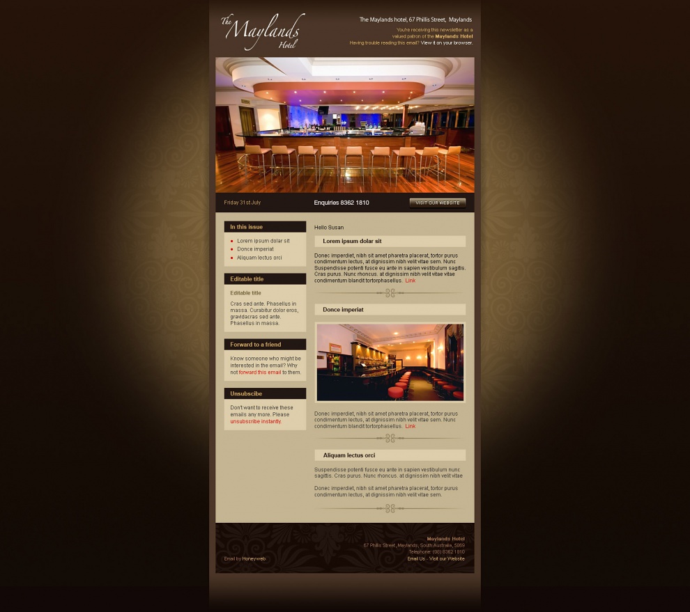 Maylands Hotel - Email Marketing