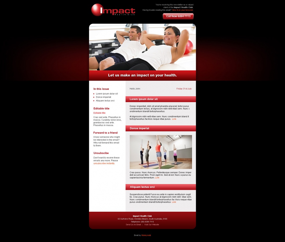 Impact Health Club - Email Marketing