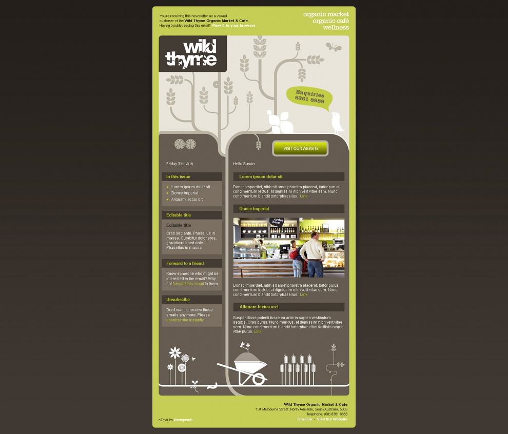 Wild Thyme Organic Market & Cafe - Email Marketing