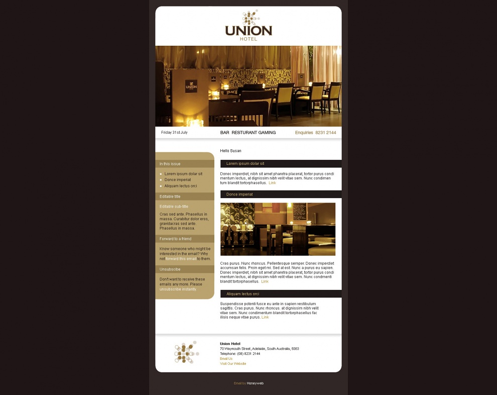 Union Hotel - Email Marketing