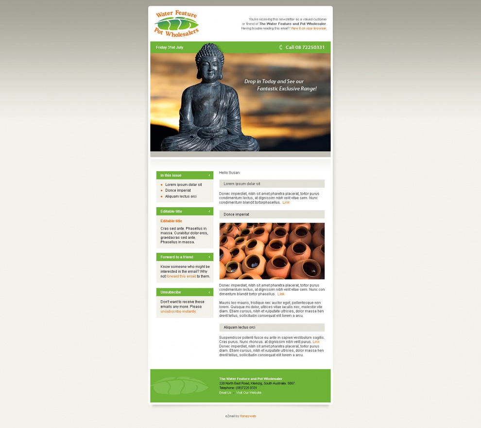 Water Feature & Pot Wholesalers - Email Marketing