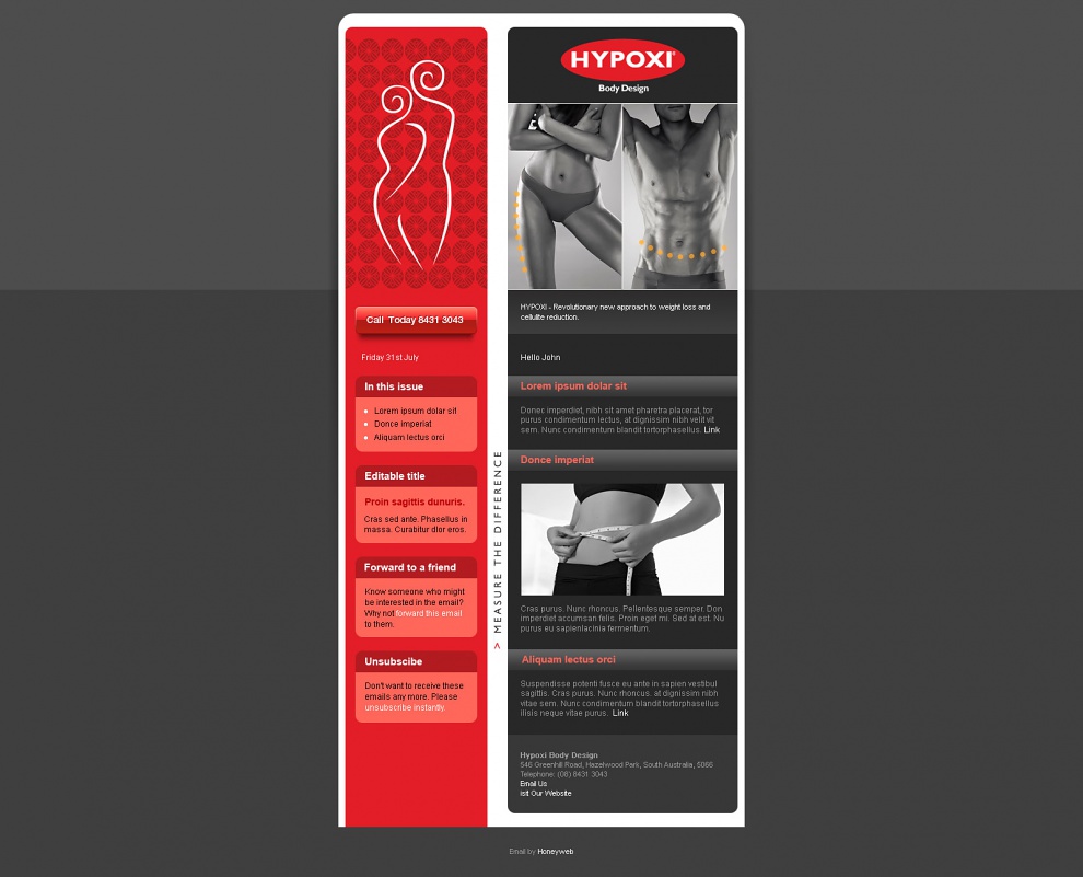 Hypoxi Body Design - Email Marketing