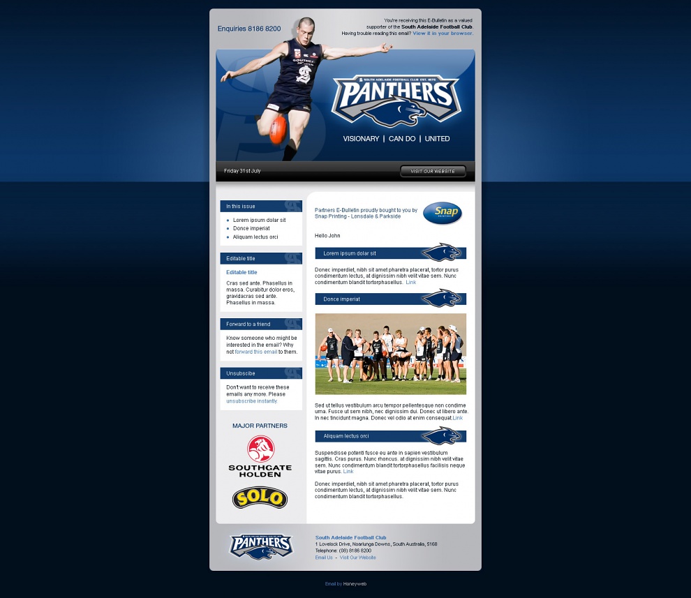 South Adelaide Football Club - Email Marketing