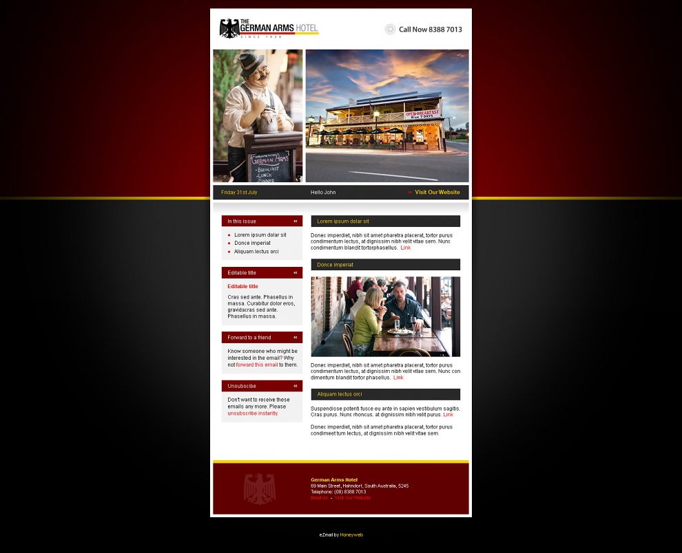 German Arms Hotel - Email Marketing