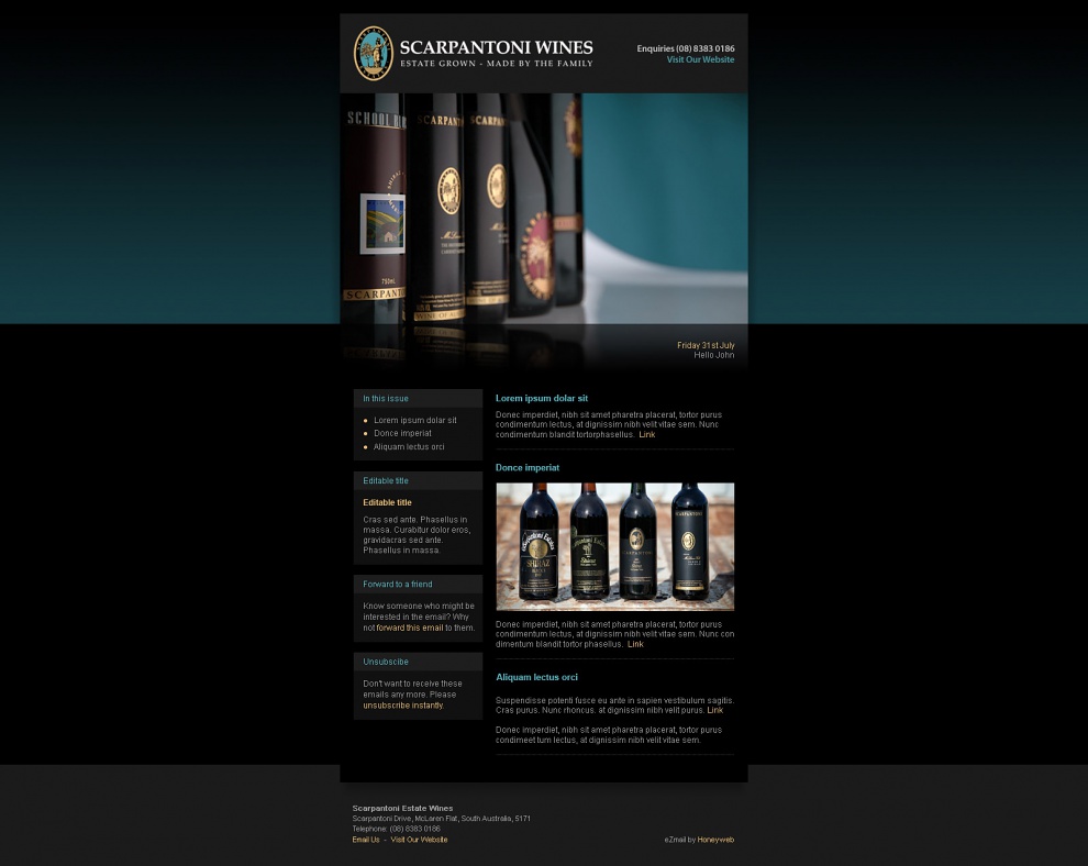 Scarpantoni Estate Wines - Email Marketing