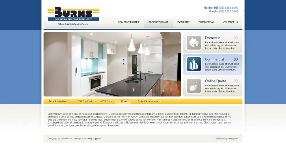 Burns Ceilings & Building Supplies - Website Design