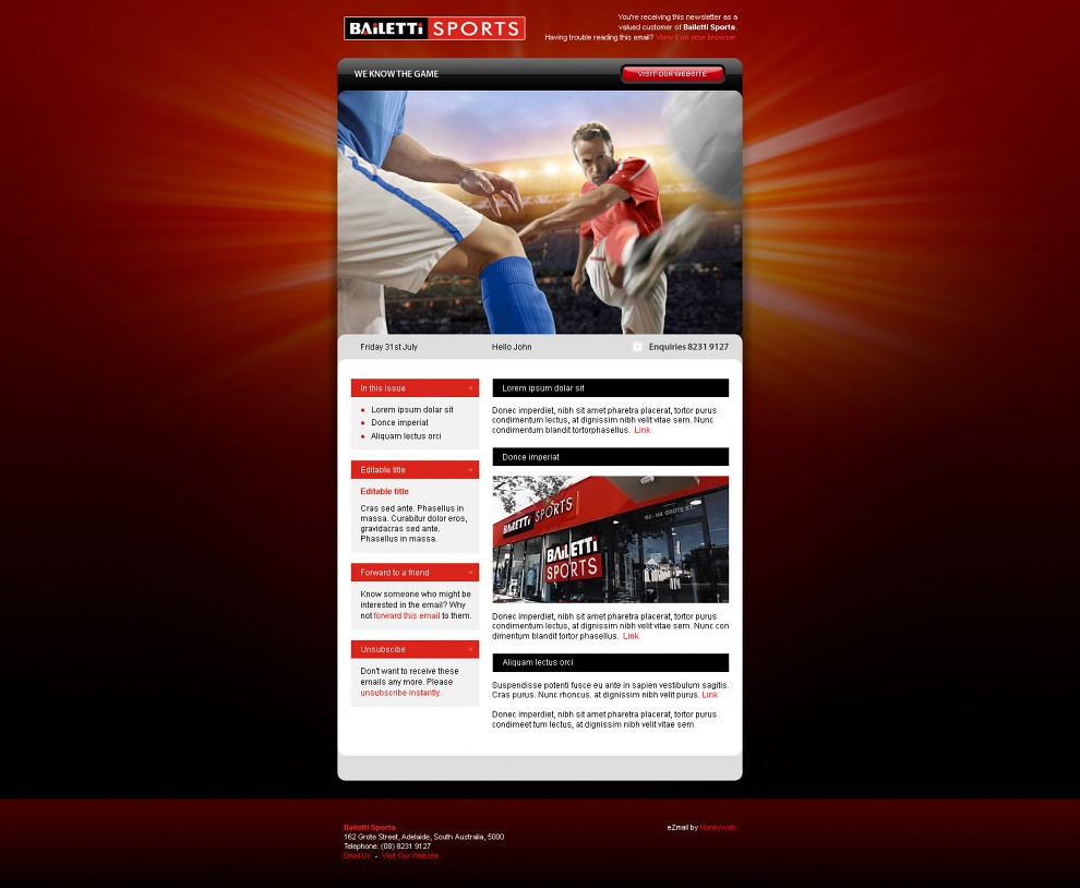 Bailetti Sports - Email Marketing