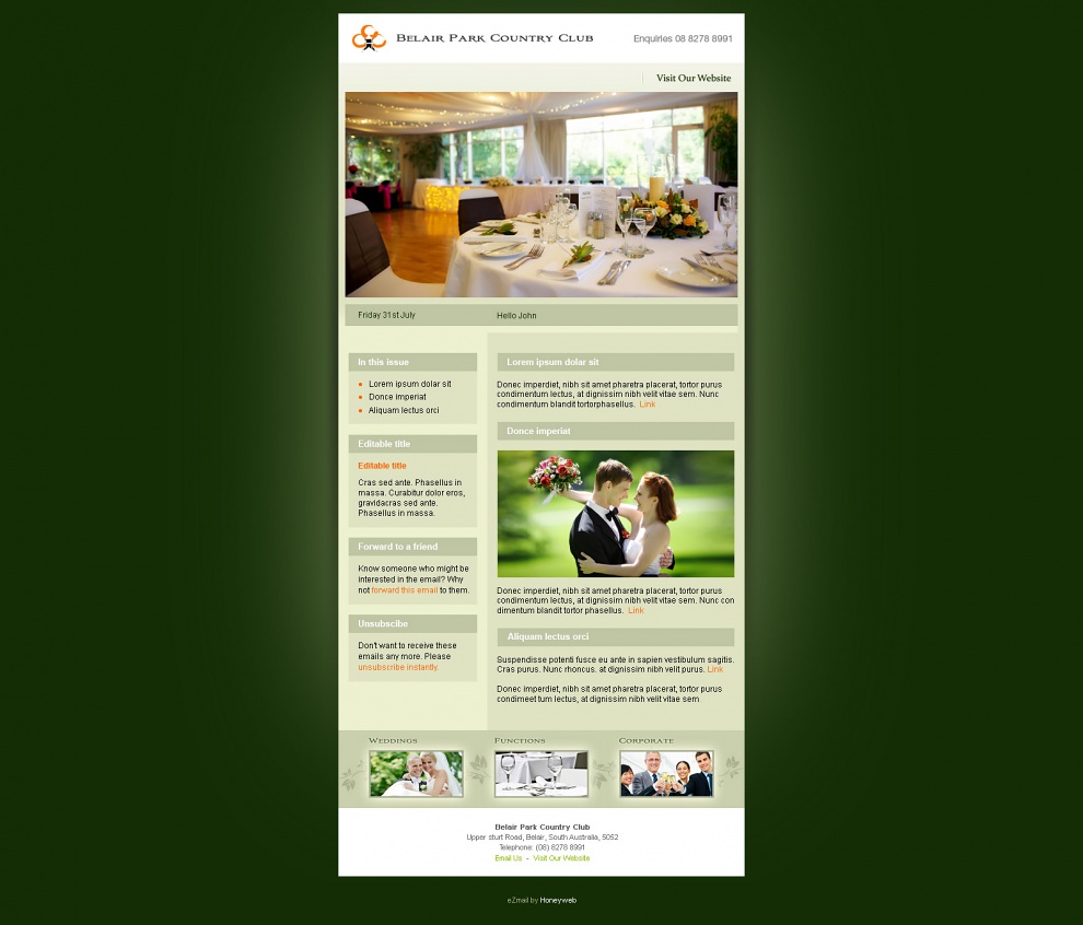 Belair Park Country Club - Email Marketing