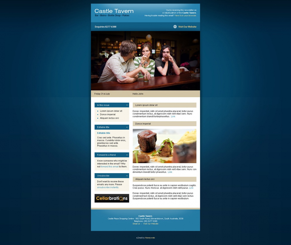 Castle Tavern - Email Marketing