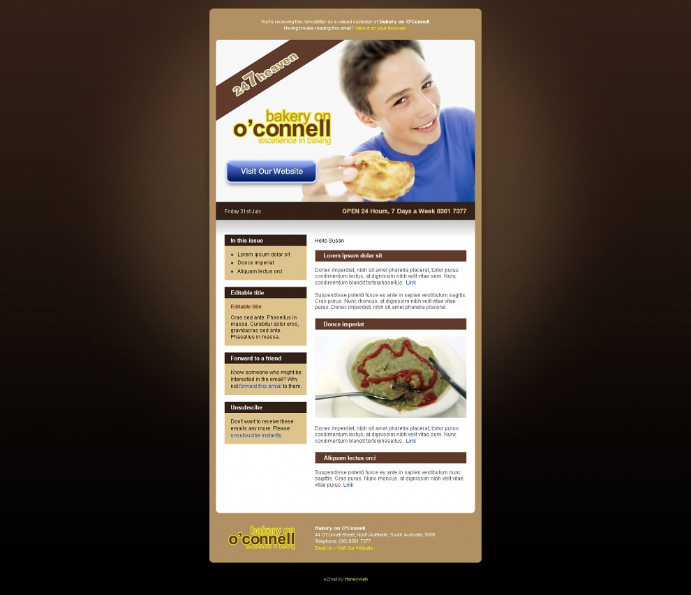 Bakery on O’Connell - Email Marketing
