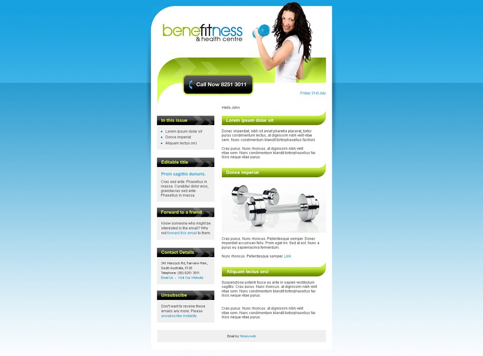 Benefitness & Health Centre - Email Marketing