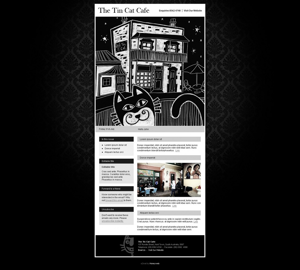 The Tin Cat Cafe - Email Marketing